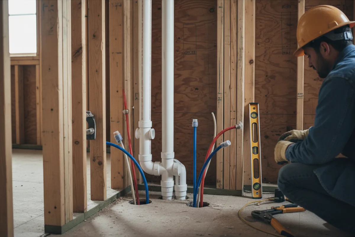 Drain and supply rough-in during Garbage Disposal Repair in Irvine